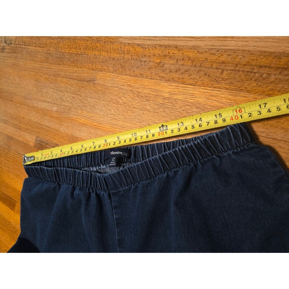 Denim 24/7 Women 22W Tall Blue Dark Wash Elastic Waist Wide Leg Pull On Jeans - Picture 8 of 10